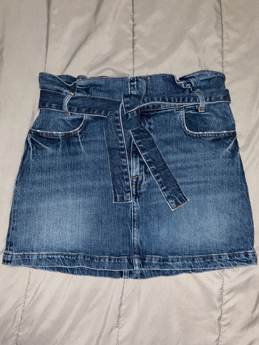 Frame Myrtle Dark Blue Paperbag Tie-Waist Denim Mini Skirt size 30